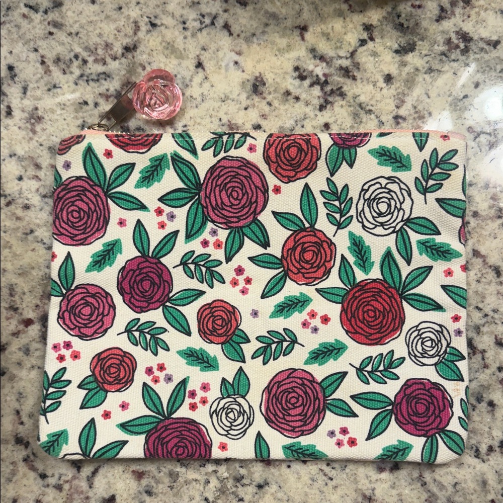 Storybook Cosmetics Floral Canvas Zip Pouch